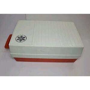 Vintage 1970 Rubbermaid Sidekick Cooler Orange White Portable Insulated Box